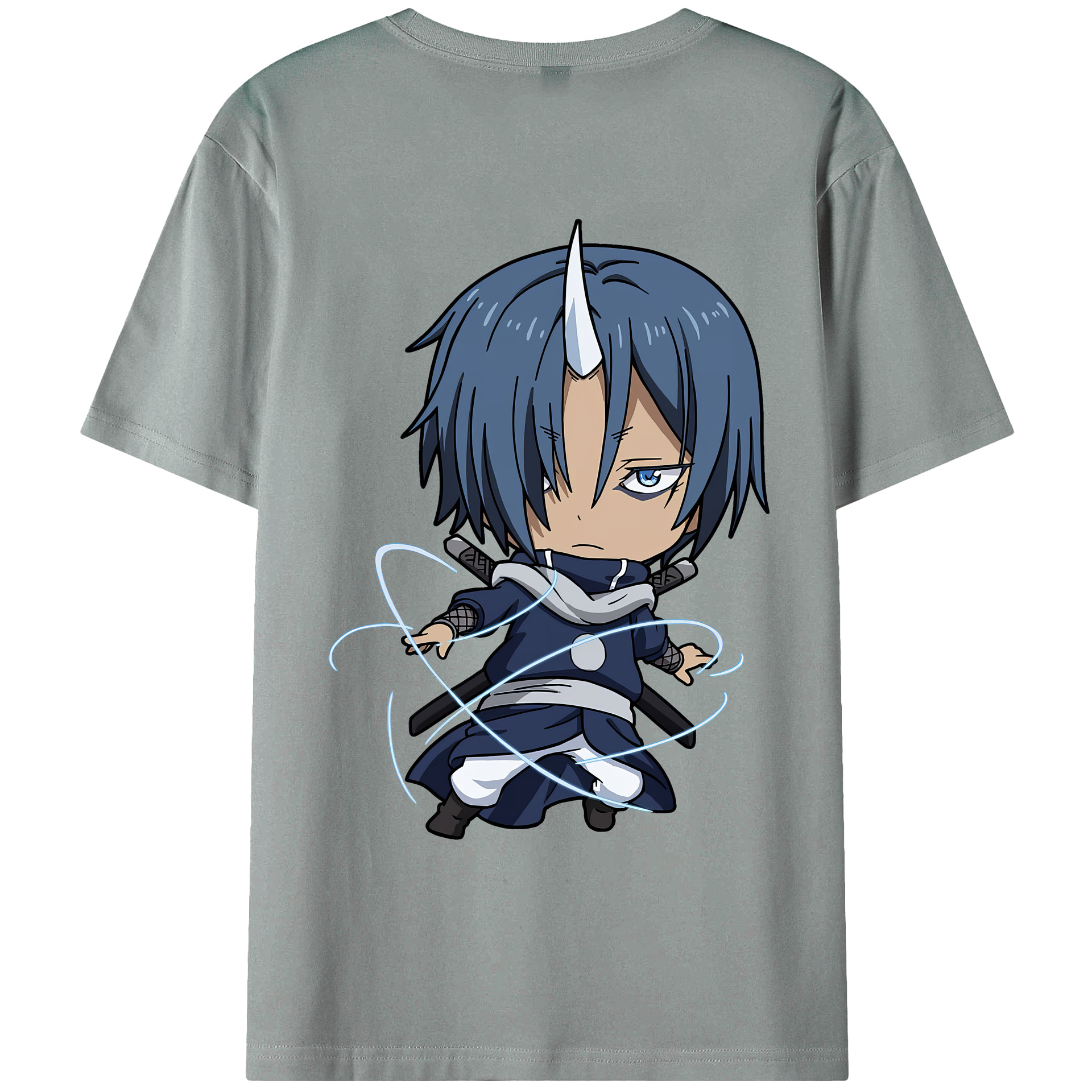 （画像用） 転スラ Regarding Reincarnated to Slime 綿100％ メンズ半袖Tシャツ（バックプリント） 通気性